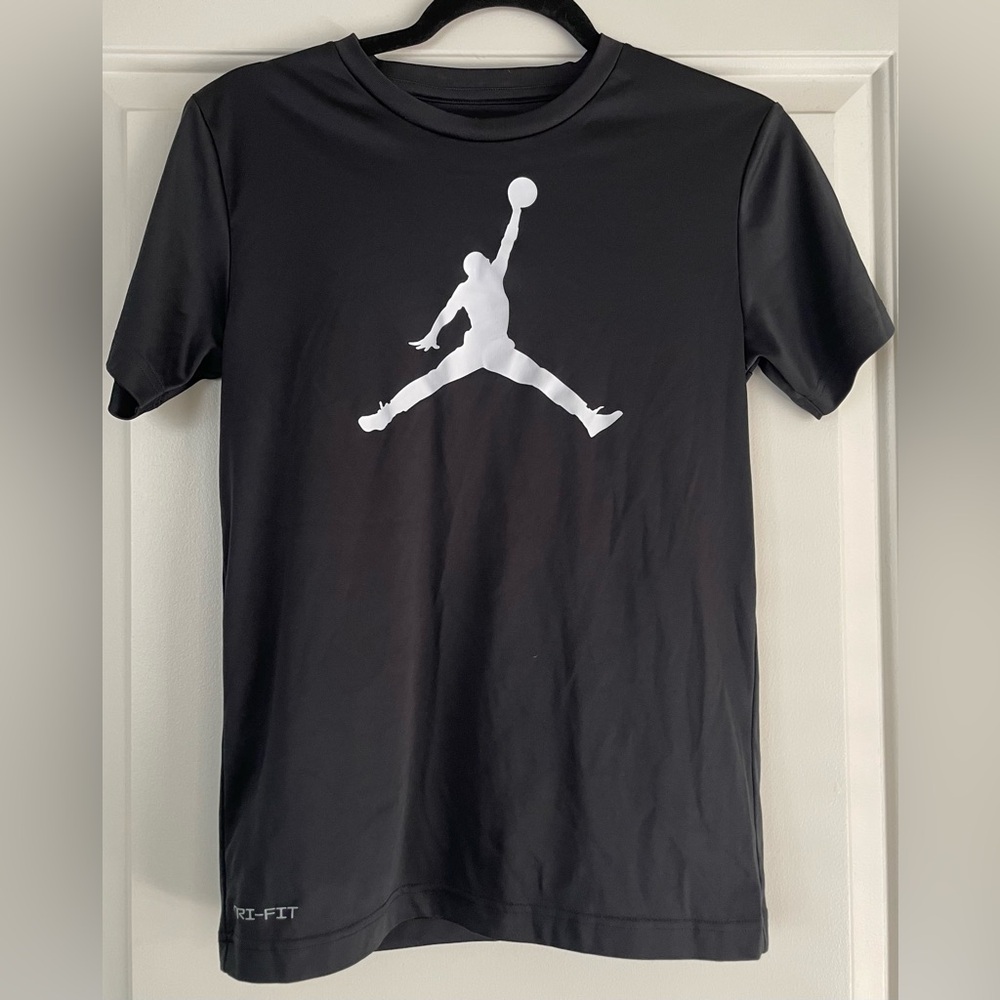 Air Jordan Boy’s Black Tee with Red Jumpman Logo